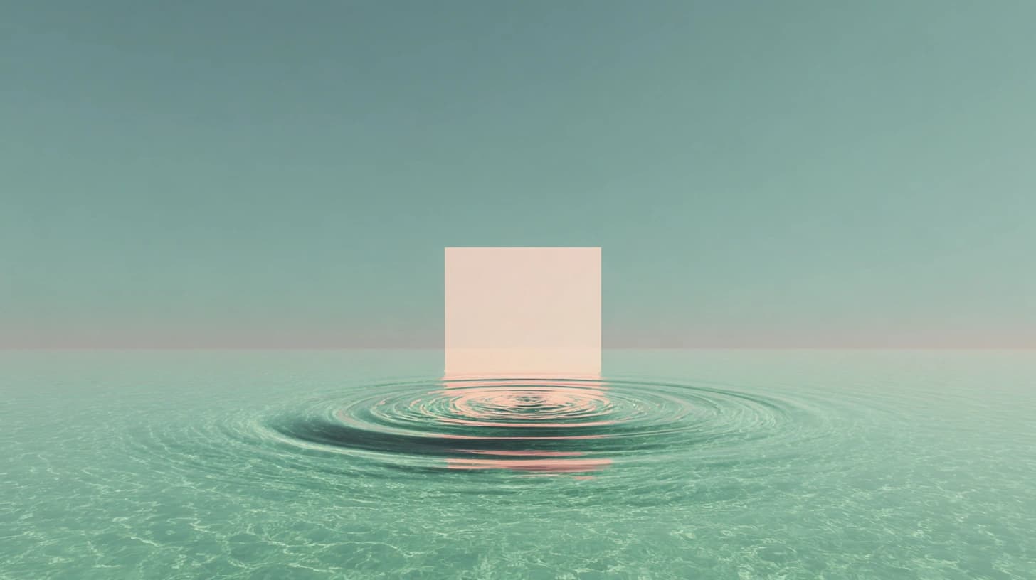 Surrealer Würfel auf Wasser — symbolisiert Innovation