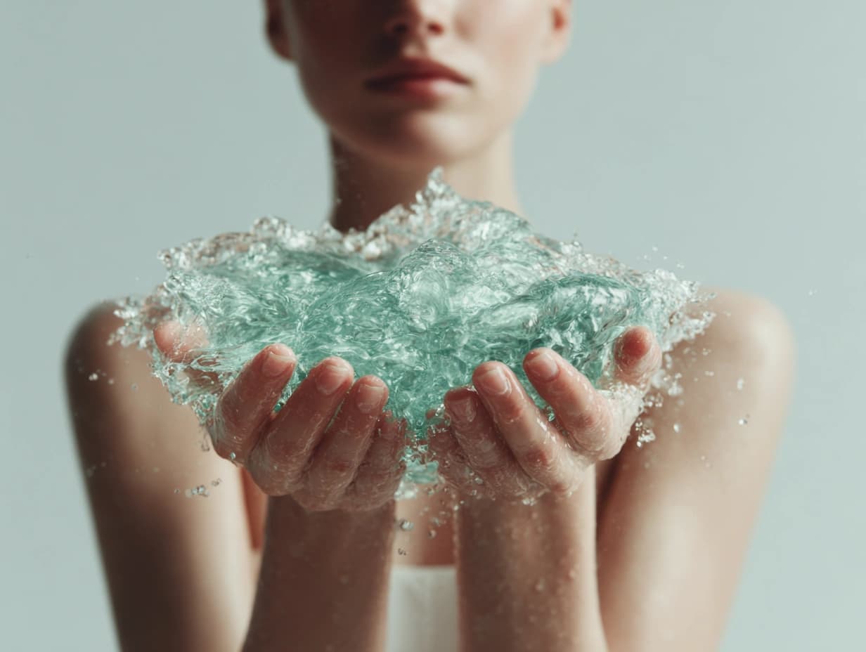 Hände fangen behutsam Wasser auf — Symbol für achtsamen Umgang mit Gästedaten