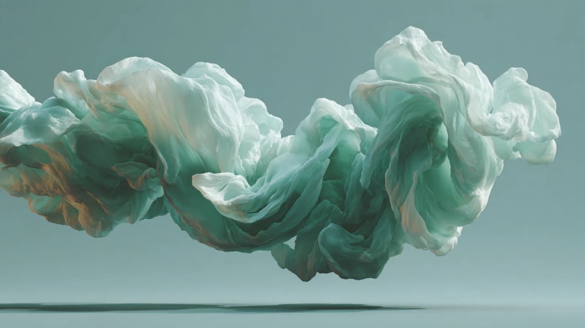 Fließende Teal-Bänder als Symbol für flexible Preise